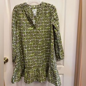 Jessica Simpson Green Geometric Long Sleeve Dress